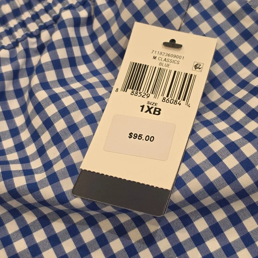 Polo by Ralph Lauren Blue & White Gingham Drawstring Swim Trunks